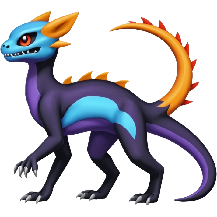 Shiny Duskull-Salandit-Umbreon-Charmeleon-Fakémon-hybrid-creature (full body)  emoji
