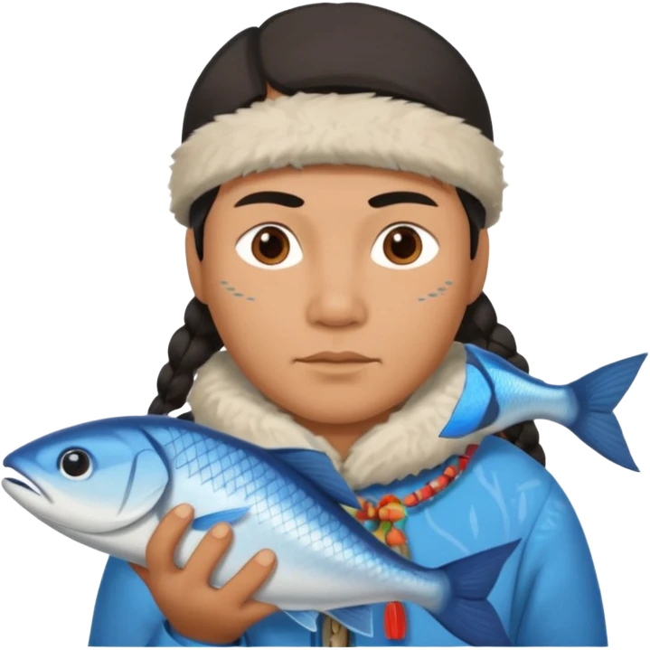 inuit with fish emoji