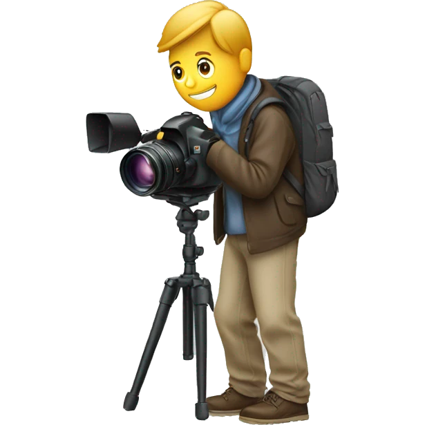 A man with a photo camera on a tripod emoji