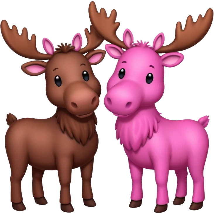 Brown moose with pink moose in love  emoji