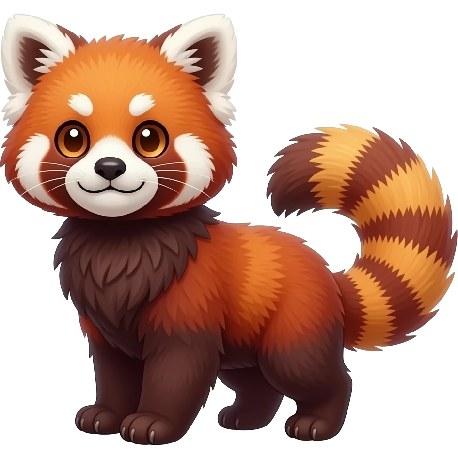 Colorful tropical exotic cute cool beautiful shiny beautiful fantasy-Gryphon-caracal-Cacomistle-Trico-Red-Panda-oncilla-animal-Fakémon-hybrid-fursona (full body) emoji