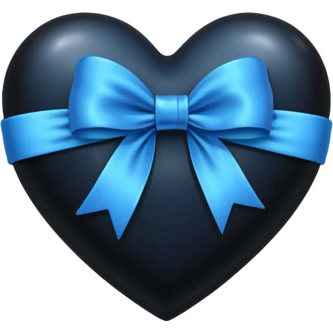 black heart with a blue bow with sparkles emoji