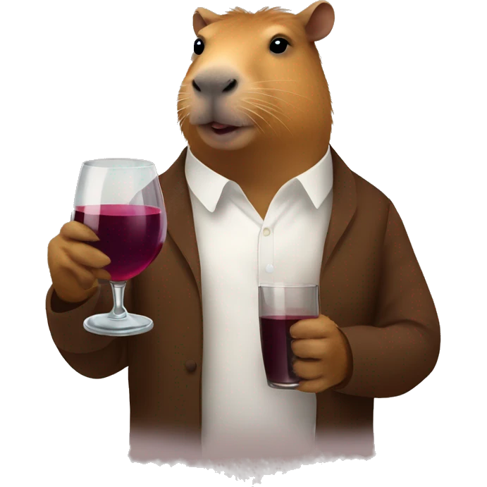 a capybara with a glass of wine emoji