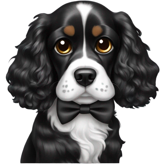 a black and white cocker spaniel with a bow tie on emoji