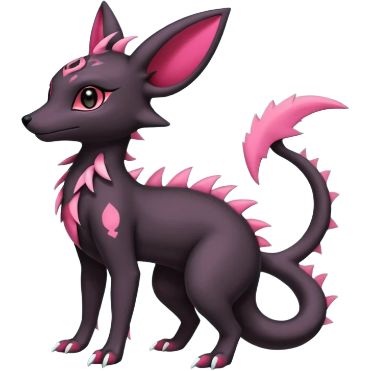 Shiny Dark Edgy Gothic Gloomy Futuristic Salandit-Umbreon-Shaymin-Delcatty-Hybrid (Full body) emoji