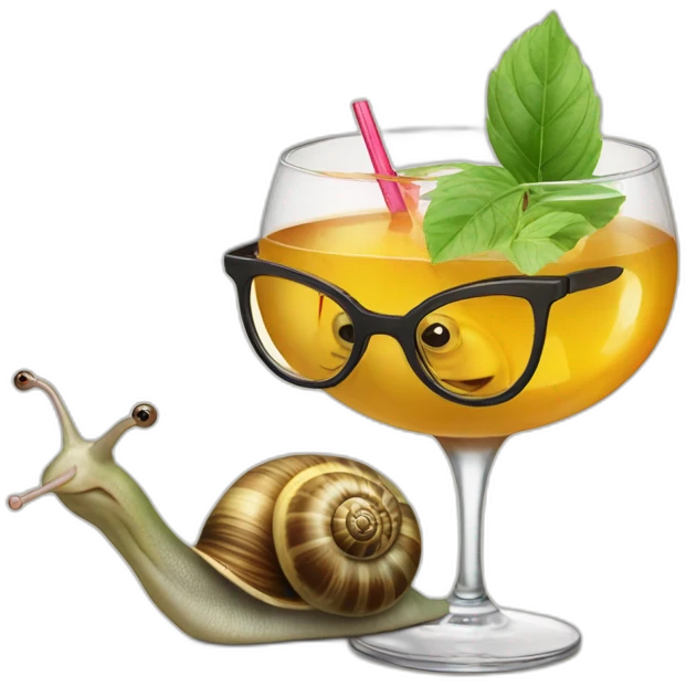 Female snail with glasses and a cocktail emoji