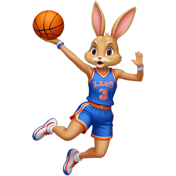 Lola bunny jumps high while playing basketball without the love emoji