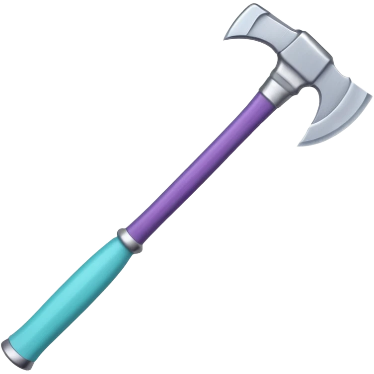 Axe with purple handle with silver blade with cyan edge emoji