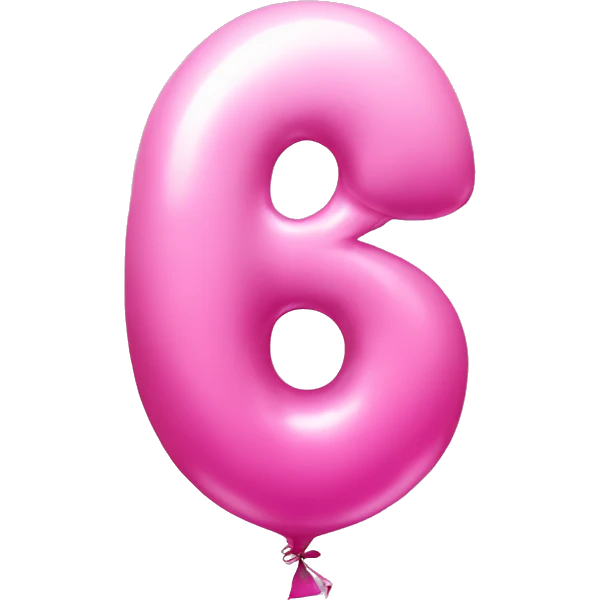 Pink balloon with number 6 emoji