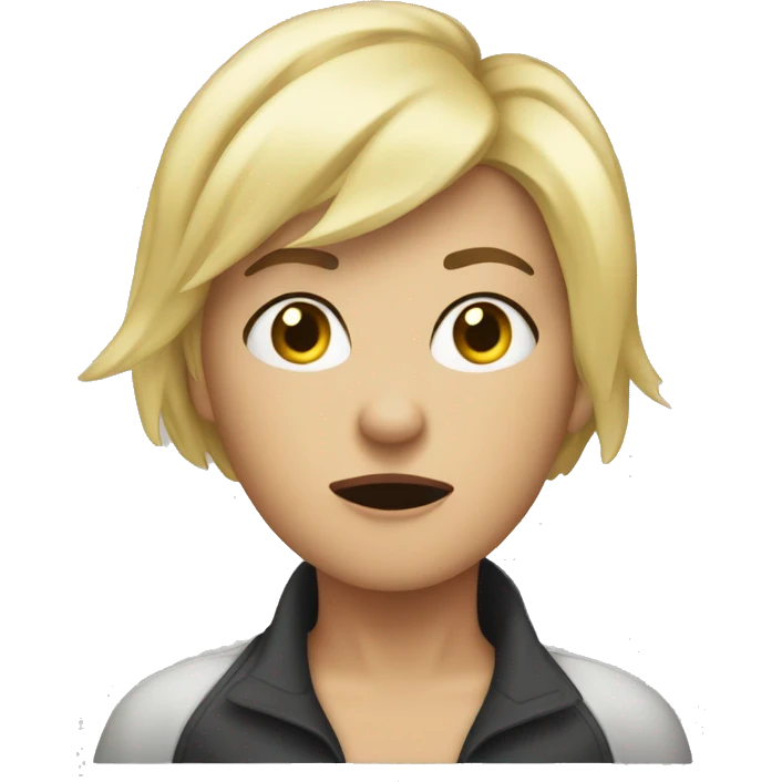 blonde woman with short hair making an whoopsie face after making a mistake with one palm over her mouth emoji