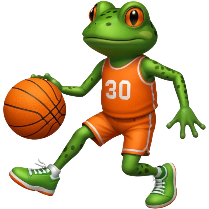 A frog playing basketball emoji