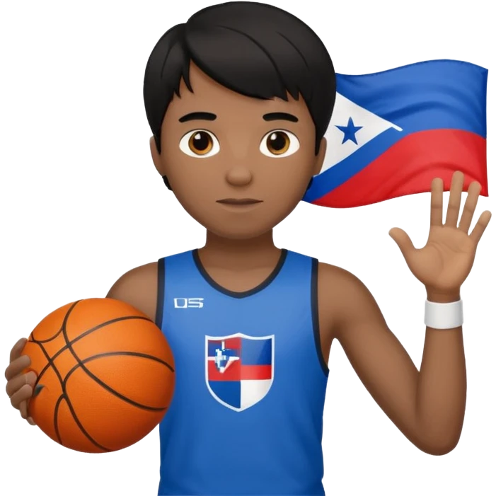 light black skin guy black hair in one hand basketball ball and in other 🇸🇮  emoji