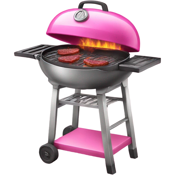 Pink cooking grill with glitter emoji