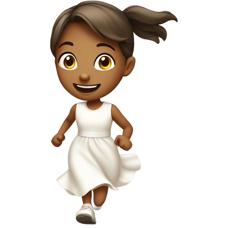 Cute little girl in white dress running  emoji