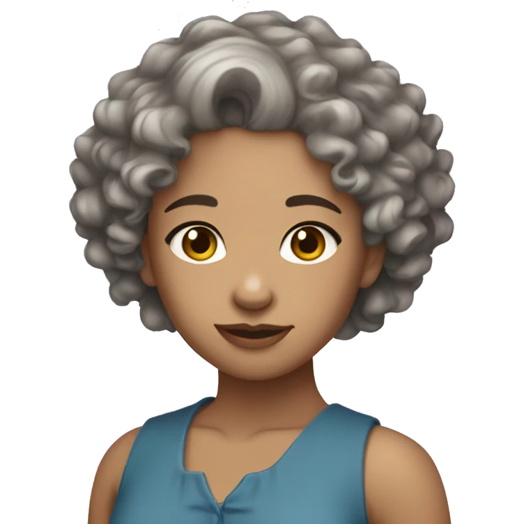 Short blue curly hair light skin toned girl with light brown eyes emoji