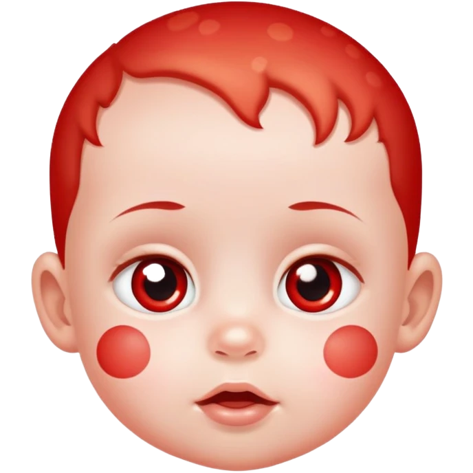 bebe com manchinhas vermelhos na pele e olho branco emoji
