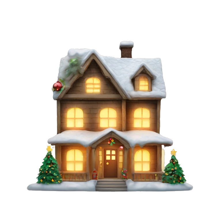 christmas house with light on  emoji