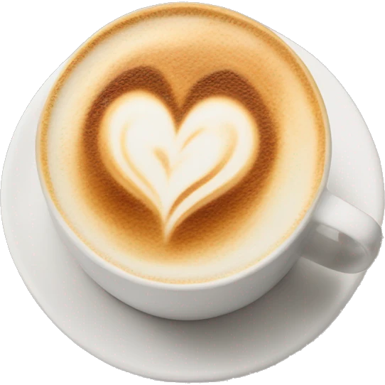 Warm cappuccino with a heart shaped latte art  emoji