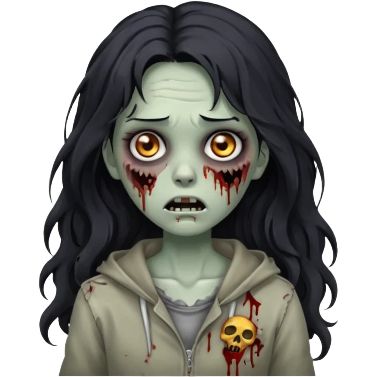 garota zumbi com cabelo preto ondulado longo  emoji