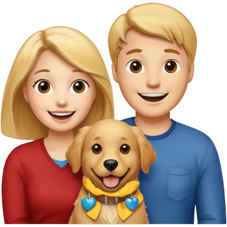 couple and their pet dog emoji