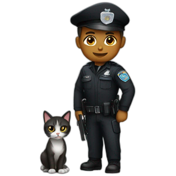 Black uniform anti-terrorism police holding a cat emoji