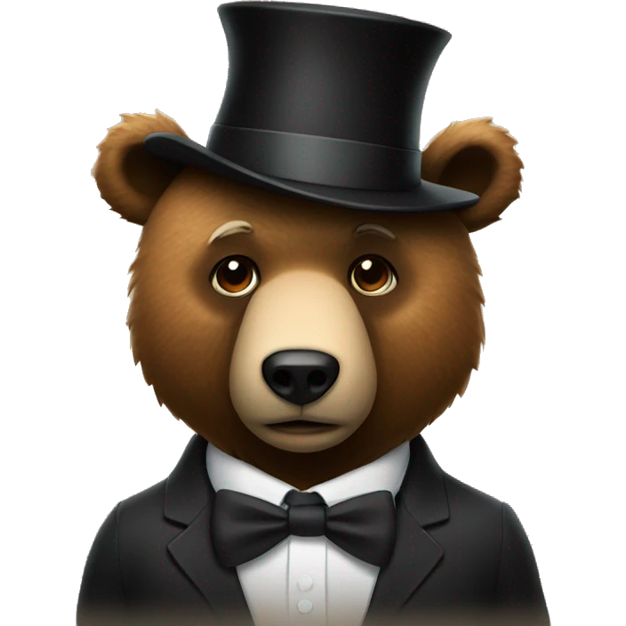 Bear with a black hat and tie  emoji