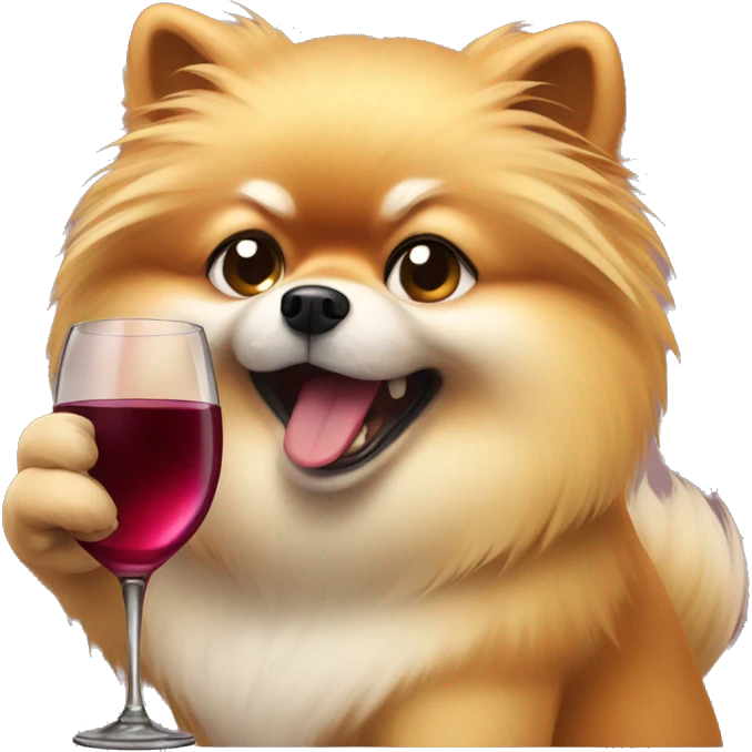 angry pomeranian with wine in paw emoji
