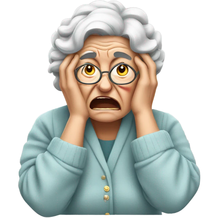 angry grandma cover her ears with her hand emoji