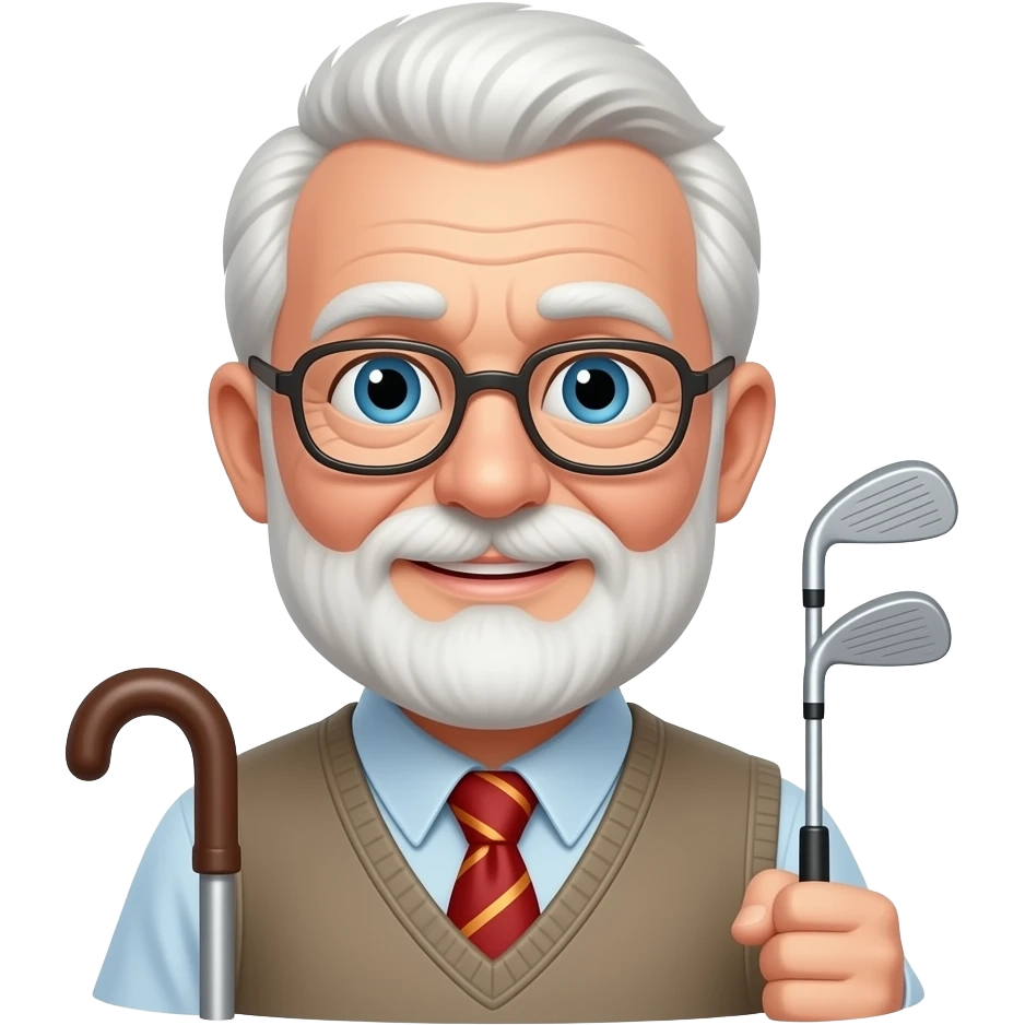 Old man with a cane and golf club emoji