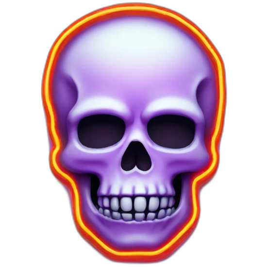 skull shape neon sign style emoji