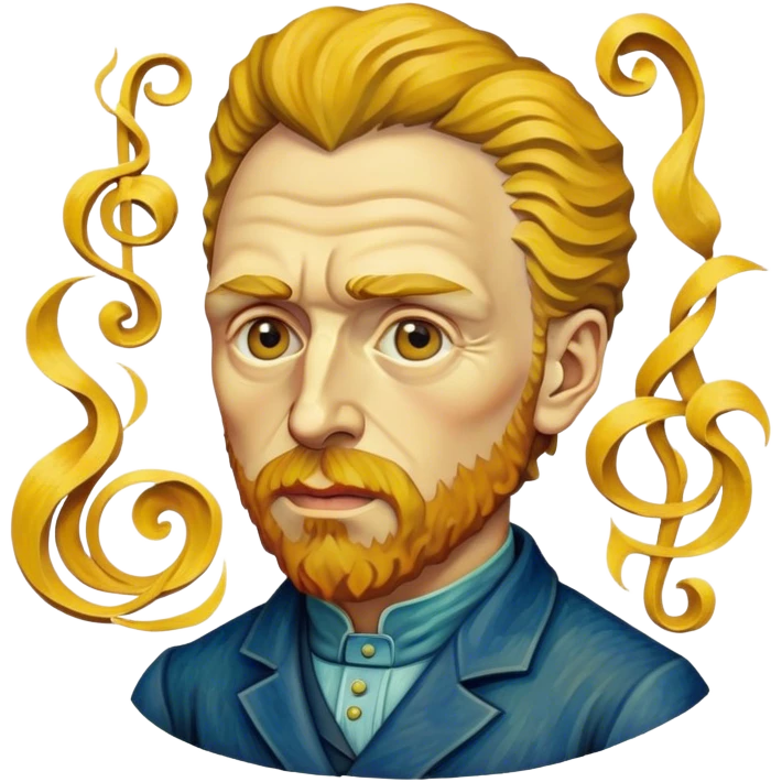 Cinematic Realistic Vincent van Gogh Pop Culture Emoji, featuring an expressive portrayal inspired by the legendary painter rendered with dynamic, swirling textures and artistic lighting. emoji