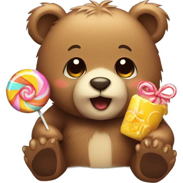 little bear with candy emoji