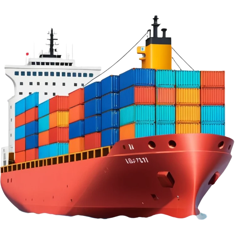 Draw a large cargo ship loaded with colorful containers on the sea. emoji
