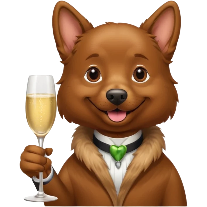 Brown dog Snauzer that drink champagne emoji