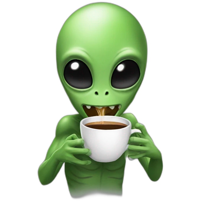 Alien drinking Coffee emoji