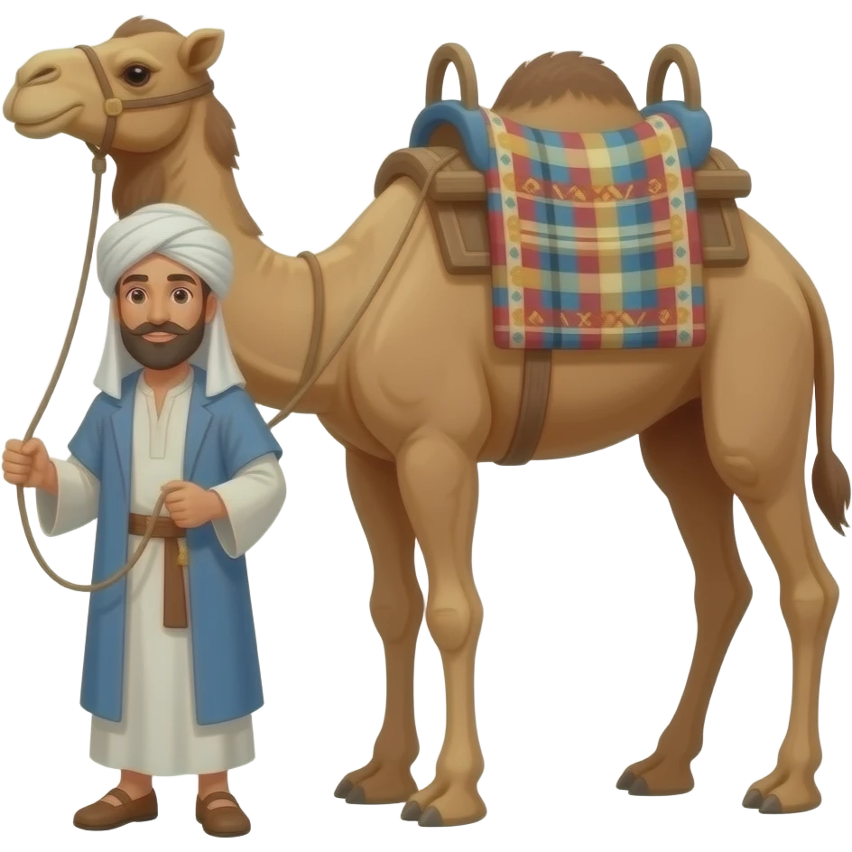 A man shepherding 8 number of camels emoji
