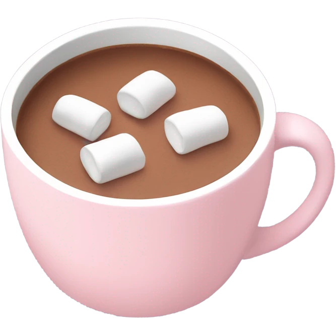 Light Pink mug of hot chocolate with marshmallows  emoji
