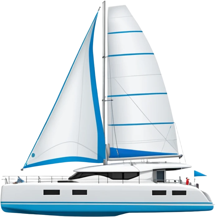make a 50ft catamaran lagoon styled faceing to the right. make the sails patrone 7711 emoji