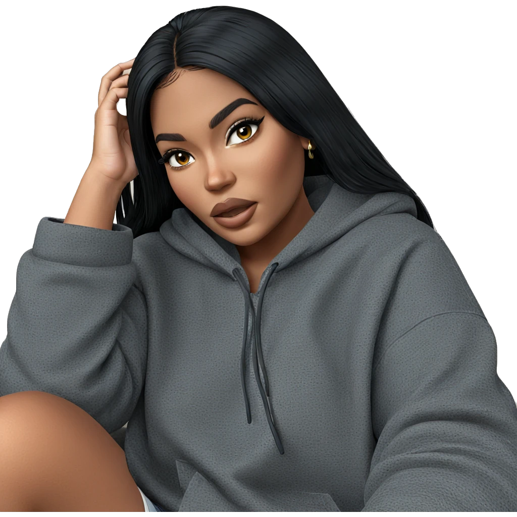 girl with black hair posing emoji