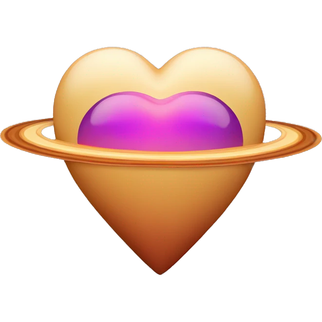 3d heart shape Saturn emoji