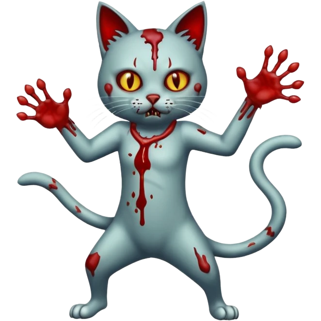 bloody  zombie cat full body with action pose emoji