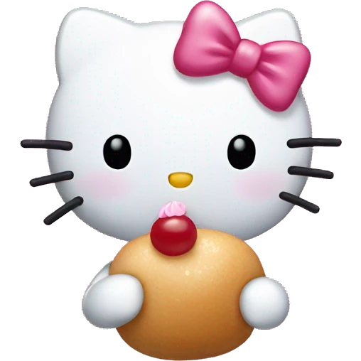 Hello kitty with a bow eating dango emoji