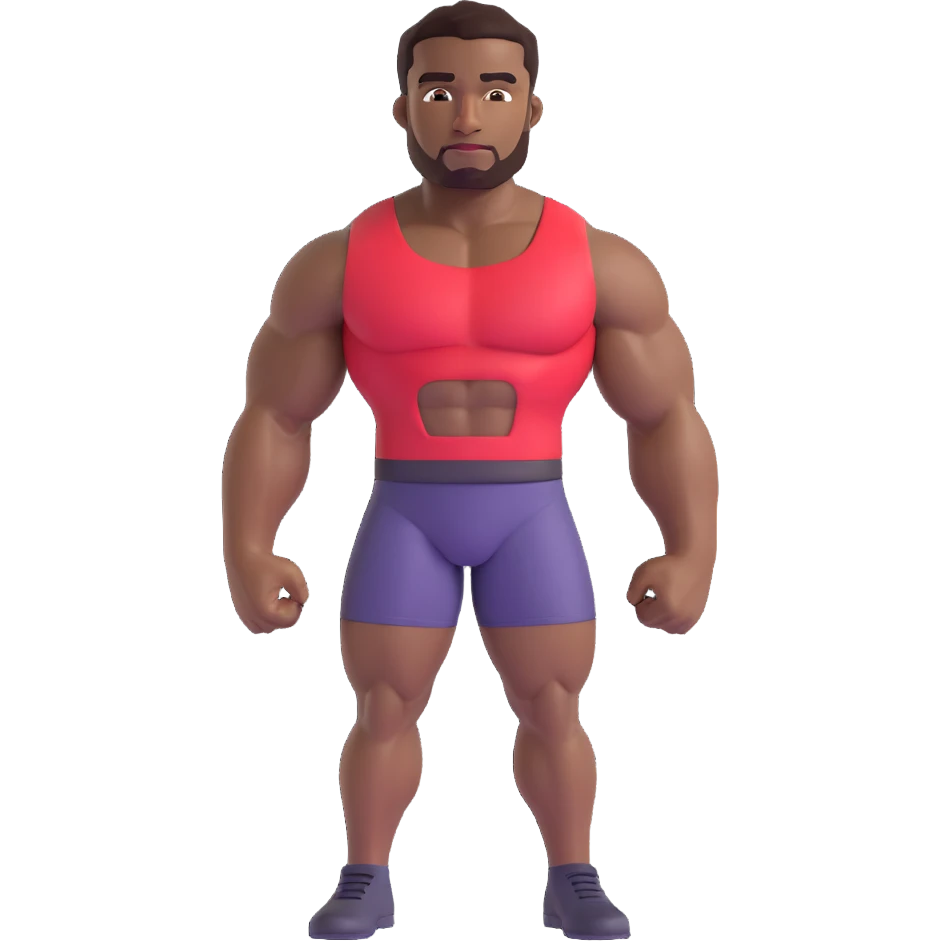 muscular black man, confident expression emoji
