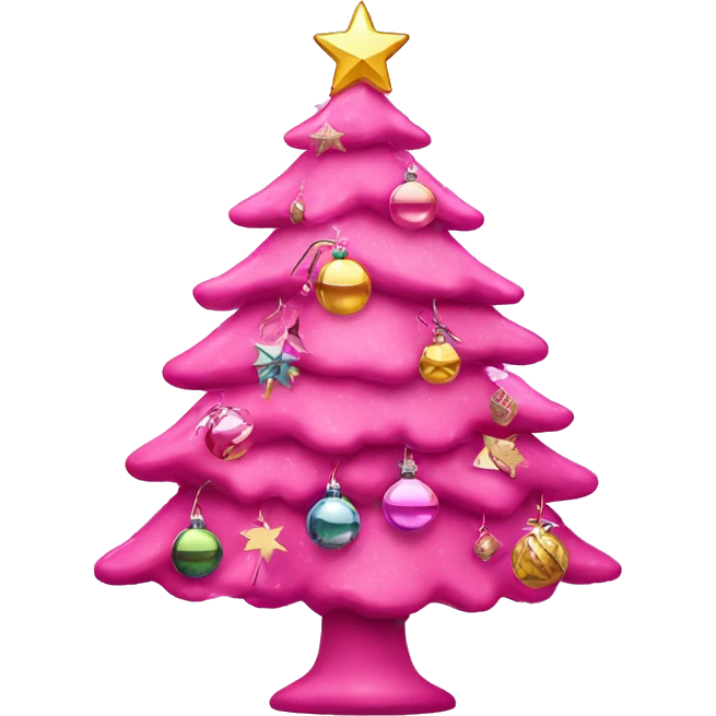 Pink Christmas tree with disco ornaments  emoji