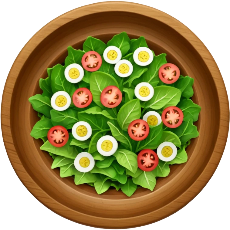 bowl de madera en su interior ensalada verde saludable con vista desde arriba emoji