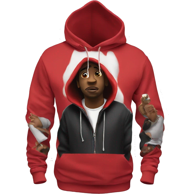 Man rapping concert hoodie red emoji
