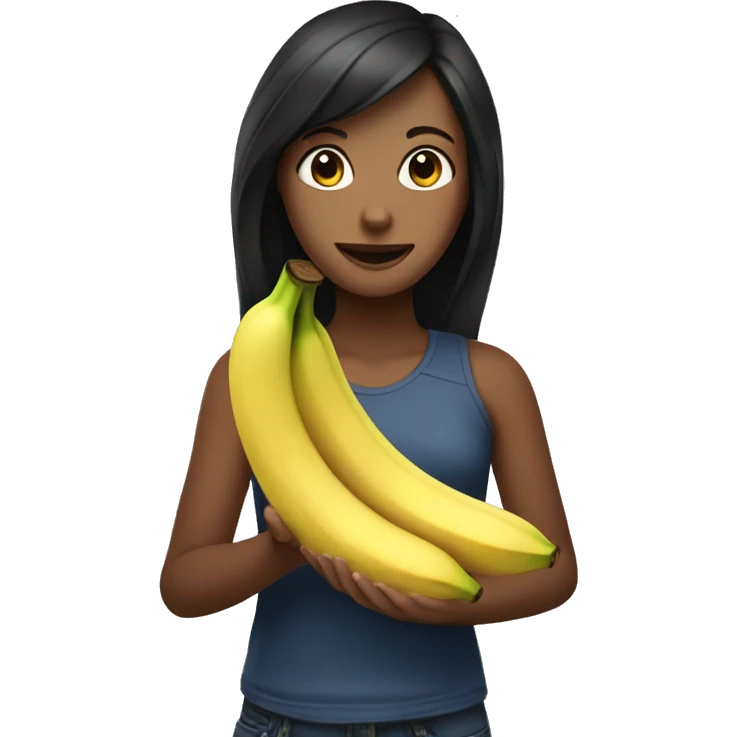 the girl is holding a banana emoji