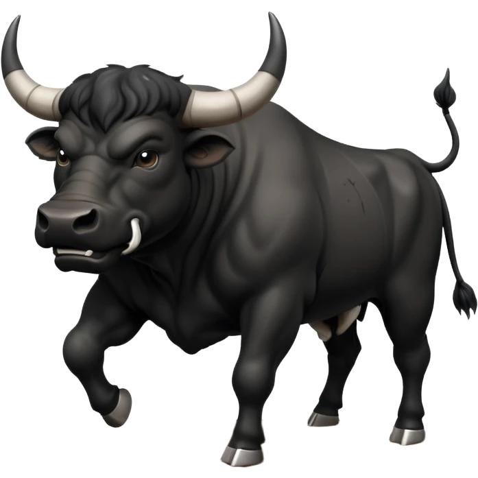 angry black bull pawing the ground, with dust clouds emoji