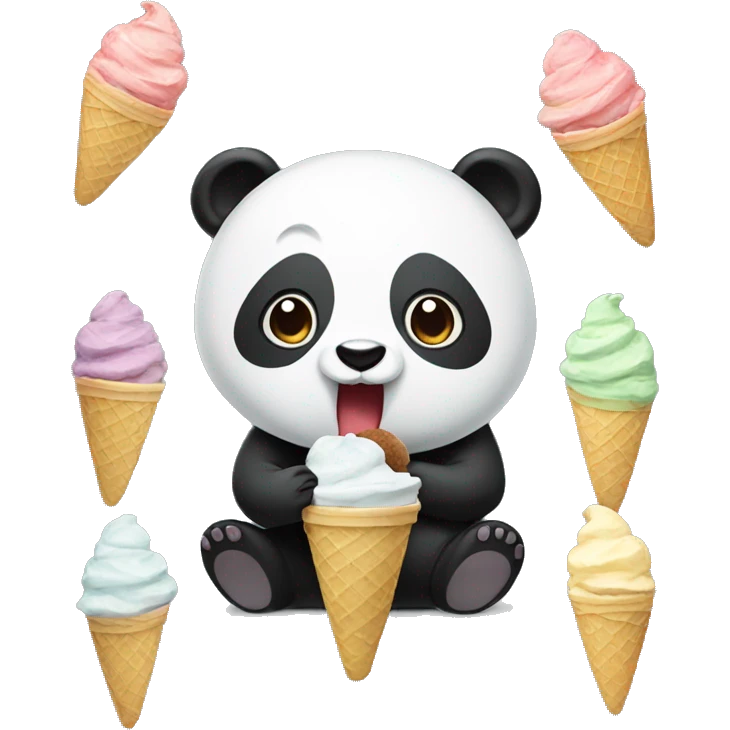 Panda eating ice cream emoji