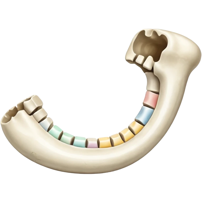 Detached jawbone lying cracked on the ground. emoji